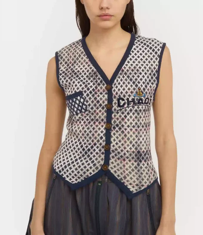 Distressed Tartan Yelek